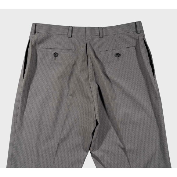 Ralph Lauren Mens Dress Pants Gray Check Poly Rayon Straight Flat Front 34x30 - Picture 5 of 7
